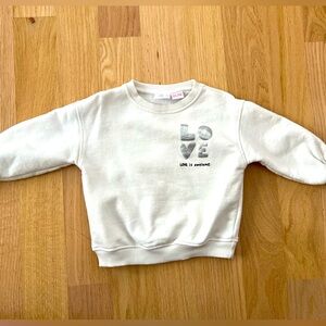 ZARA METALLIC FOIL TEXT PRINT SWEATSHIRT